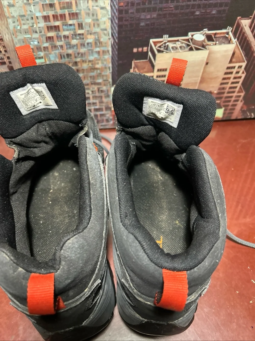 Merrell Black and Orange Men's Mid-Top Hiking Boots